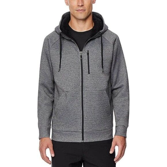 💥32 DEGREES💥  Men's Fleece Tech Sherpa Lined Zip-Front Hoodie - [Large, Black] - Picture 2 of 13